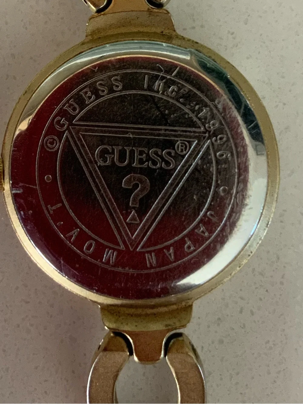 Vintage GUESS Women's Link Bracelet Analog Quartz Watch - Gold Tone 1996